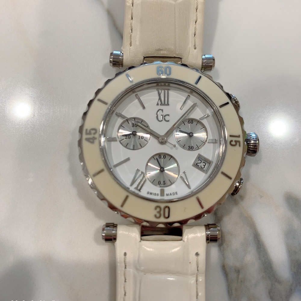 Guess Watch with White Ceramic Face